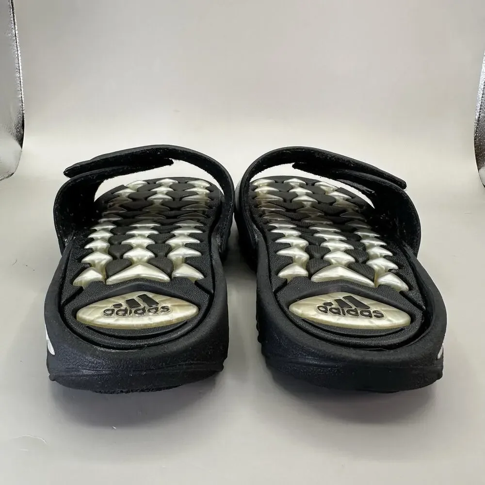 VTG 2000 Adidas Cushion Gel Air Slides Y2k Mens Size 7 US Black Silver